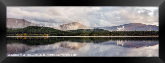 Loch Morlich Reflection Cairngorms NP Scotland. Framed Print by Barbara Jones