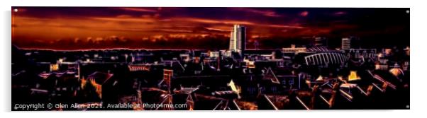 Leeds Skyline - Abstract Panoramic Acrylic by Glen Allen