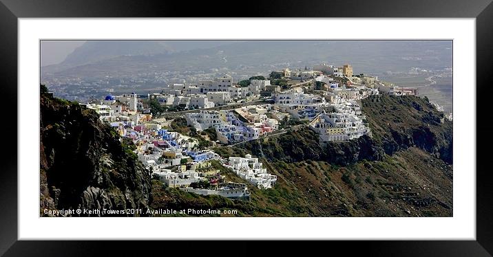 View over Fira, Santorini, Canvases & Prints Framed Mounted Print by Keith Towers Canvases & Prints