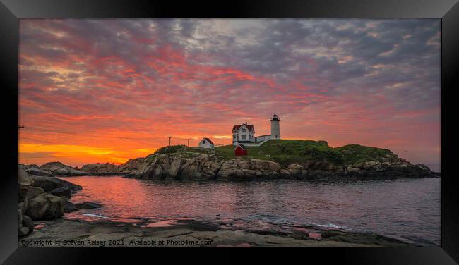 Dawn at the Nubble Lighthouse 2 Framed Print by Steven Ralser