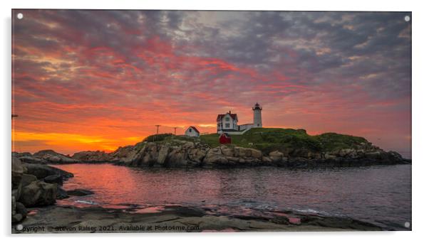 Dawn at the Nubble Lighthouse 2 Acrylic by Steven Ralser