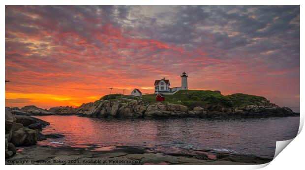 Dawn at the Nubble Lighthouse 2 Print by Steven Ralser
