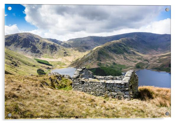 Haweswater and Mardale Ruin Acrylic by Keith Douglas