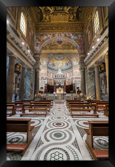 Interior of the Basilica of St Mary in Trastevere Framed Print by Steve Heap