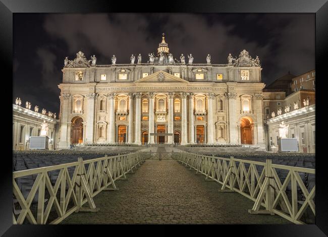 Entrance to St Peters Basilica at Easter Framed Print by Steve Heap