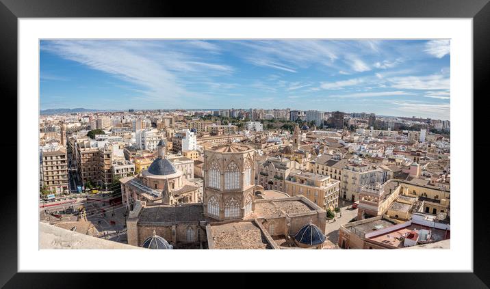 Overview of city from cathedral tower in Valencia Framed Mounted Print by Steve Heap