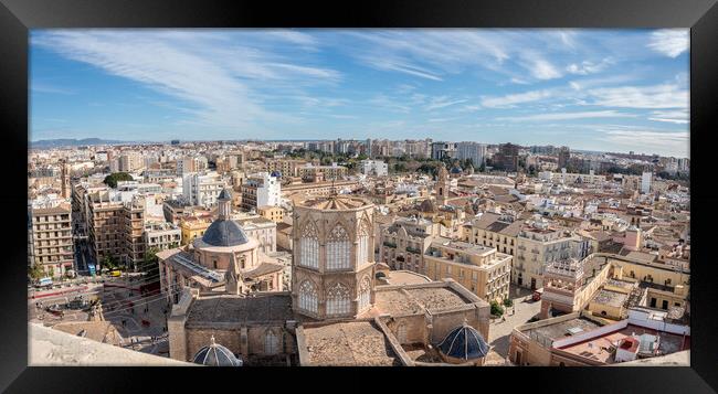 Overview of city from cathedral tower in Valencia Framed Print by Steve Heap