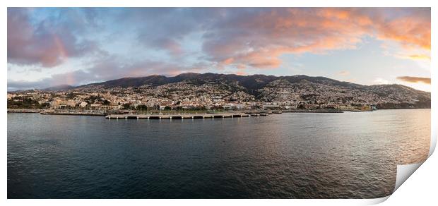 Panorama of Funchal in Madiera at dawn Print by Steve Heap