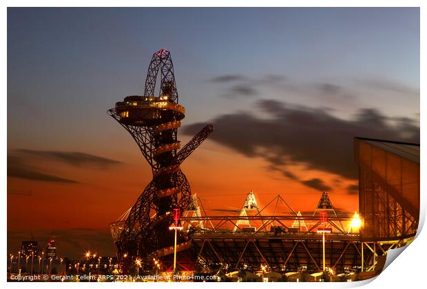 Arcelor Mital Orbit sculpture and Olympic Stadium, London, UK Print by Geraint Tellem ARPS