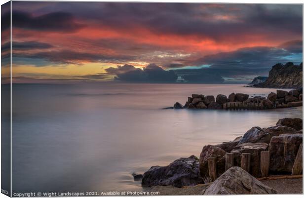Steephill Cove Sunset Canvas Print by Wight Landscapes