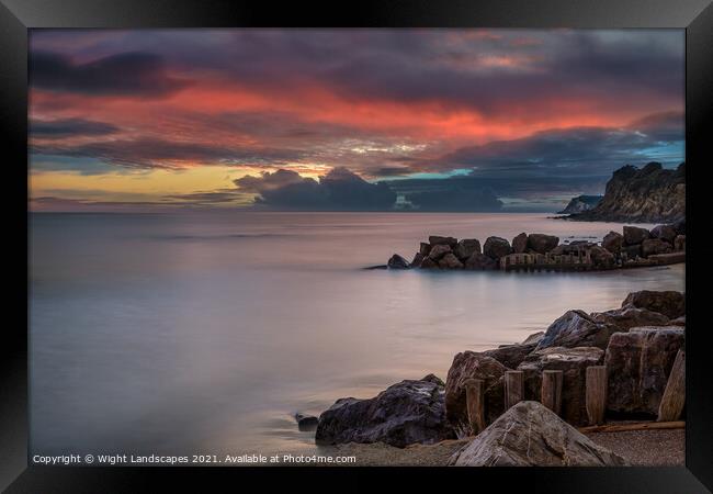 Steephill Cove Sunset Framed Print by Wight Landscapes