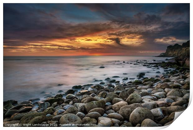 Steephill Cove Sunset Print by Wight Landscapes