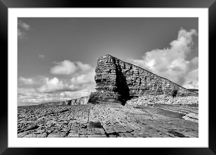Nash Point Headland in Black and White Framed Mounted Print by Gordon Maclaren