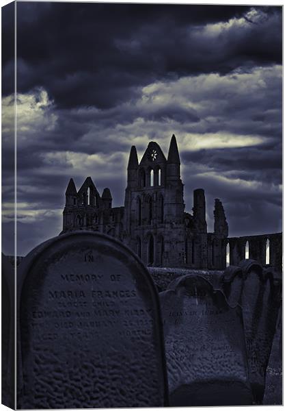 Whitby Abbey From The Grave Canvas Print by Kevin Tate