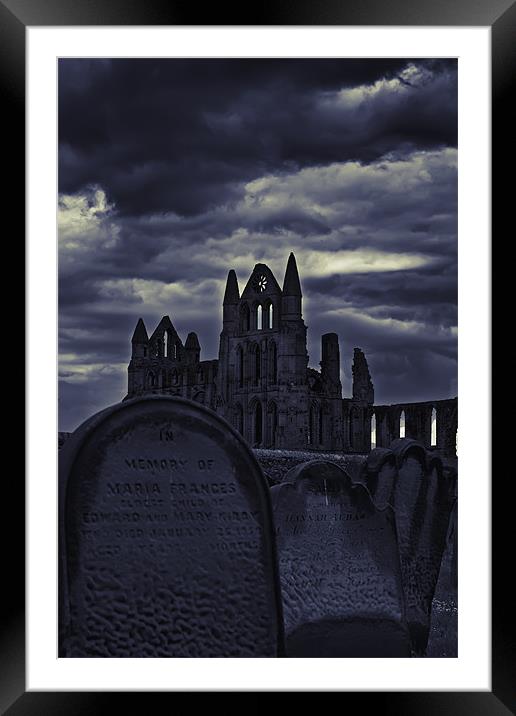 Whitby Abbey From The Grave Framed Mounted Print by Kevin Tate