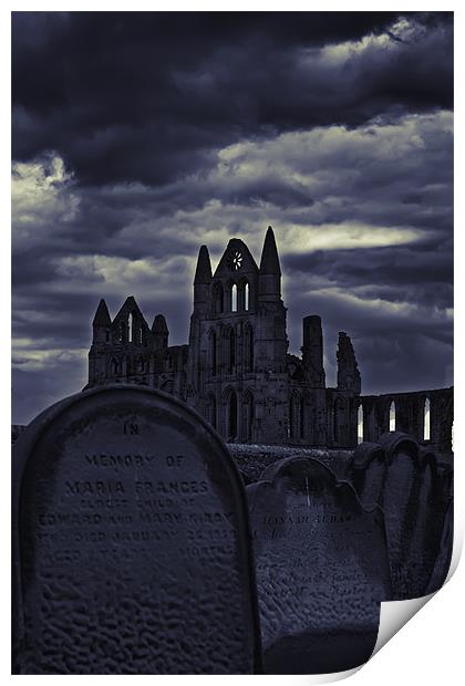 Whitby Abbey From The Grave Print by Kevin Tate