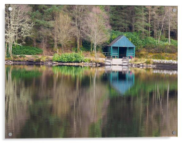 Boathouse on Glencoe Lochan. Acrylic by Tommy Dickson