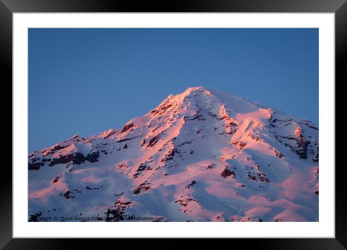 Mt Rainier at Sunset Framed Mounted Print by Chuck Koonce