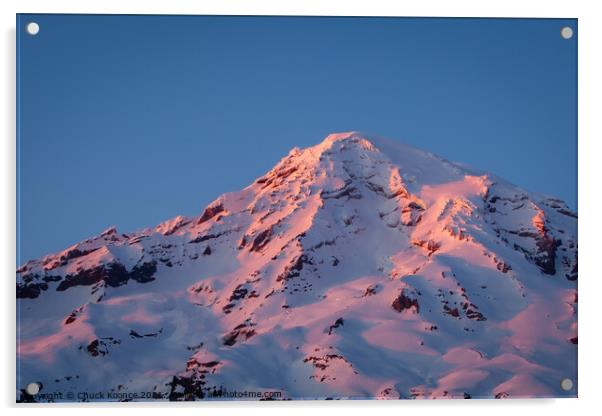 Mt Rainier at Sunset Acrylic by Chuck Koonce
