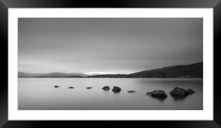 Loch Lomond Mono Moment Framed Mounted Print by Phil Durkin DPAGB BPE4