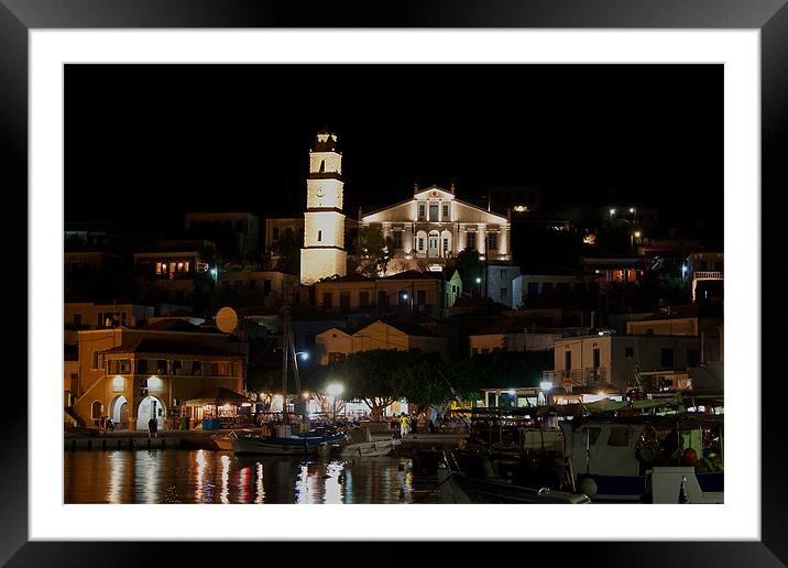 The bright lights of Halki Framed Mounted Print by Tom Gomez
