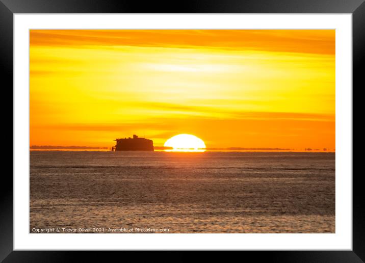 Solent Fort Sunrise Framed Mounted Print by Trevor Oliver