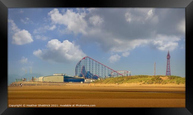 Blackpool Tower and The Big One from St Annes Framed Print by Heather Sheldrick