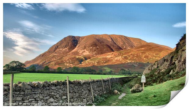 HDR landscape of Rannerdale, Cumbria Print by Terry Senior