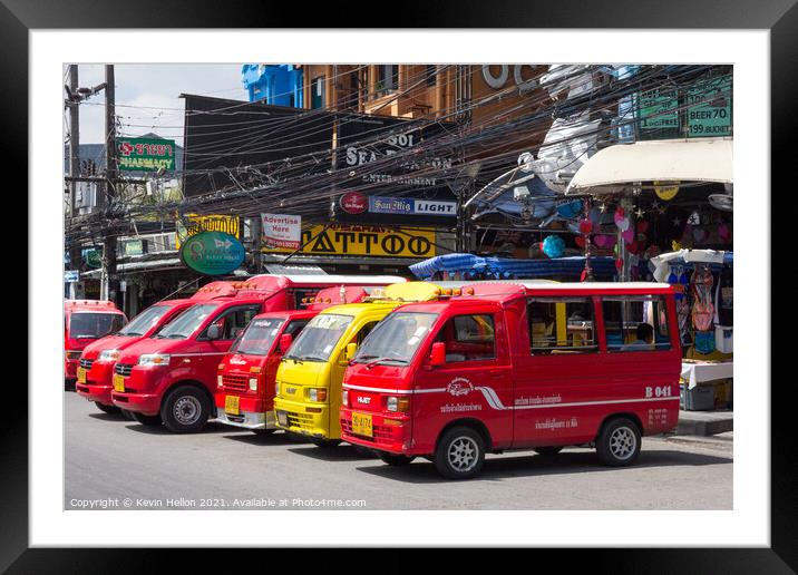 Tuk tuks lined up waiting for business in Bangla road, Patong be Framed Mounted Print by Kevin Hellon