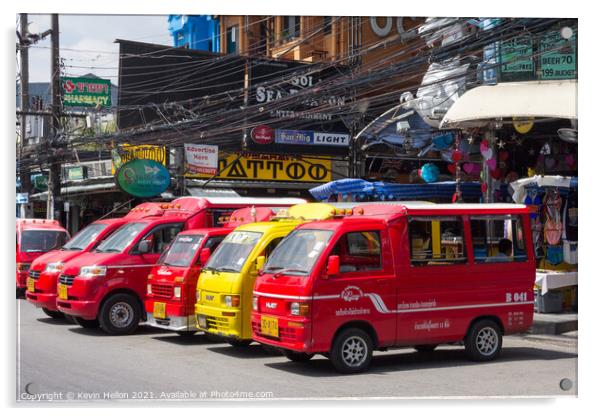 Tuk tuks lined up waiting for business in Bangla road, Patong be Acrylic by Kevin Hellon