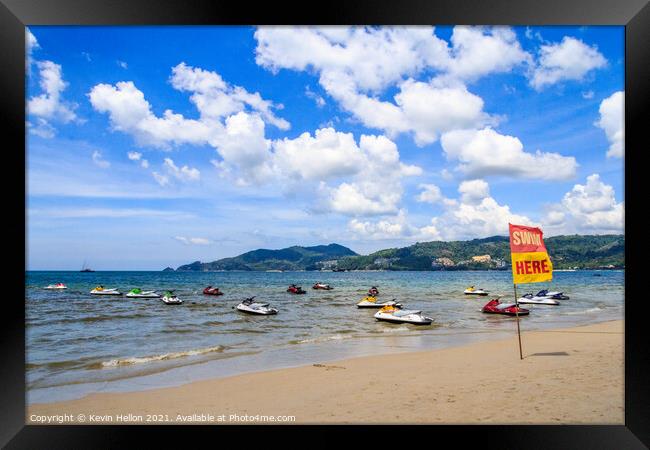 Swimming zone on Patong beach Framed Print by Kevin Hellon