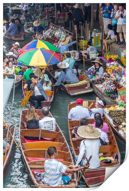 Tourists in boats Print by Kevin Hellon