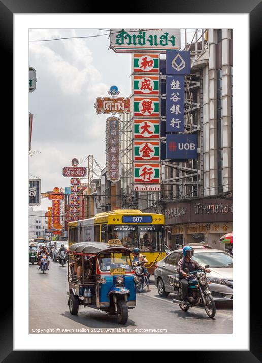  heavy traffic on Yaowarat road Framed Mounted Print by Kevin Hellon