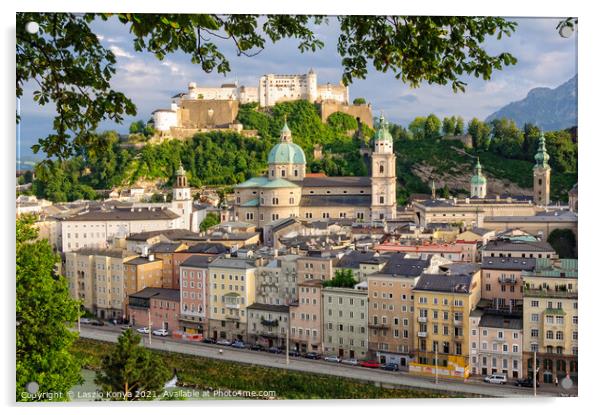 View from the Kapuzinerkloster - Salzburg Acrylic by Laszlo Konya