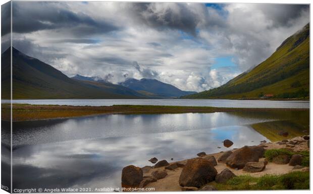 Reflections on Loch Etive Canvas Print by Angela Wallace