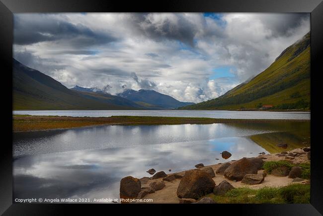 Reflections on Loch Etive Framed Print by Angela Wallace