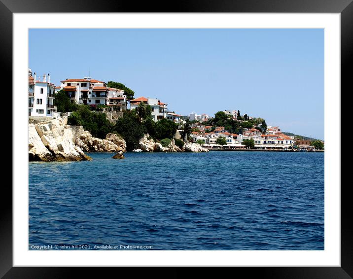 Skiathos Coastline at Skiathos town in Greece Framed Mounted Print by john hill