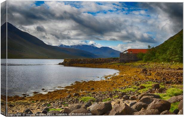 Old boat house at Glen Etive Canvas Print by Angela Wallace