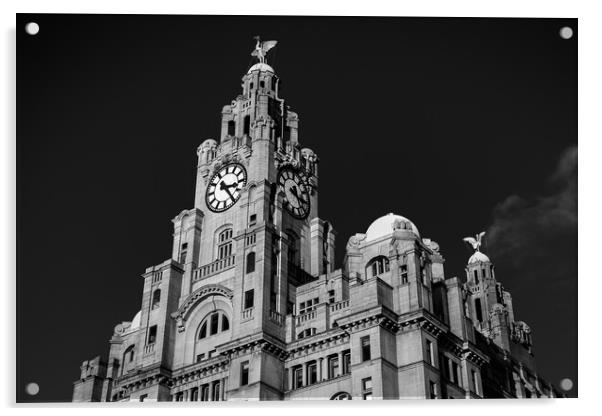 Royal Liver Building in monochrome Acrylic by Jason Wells