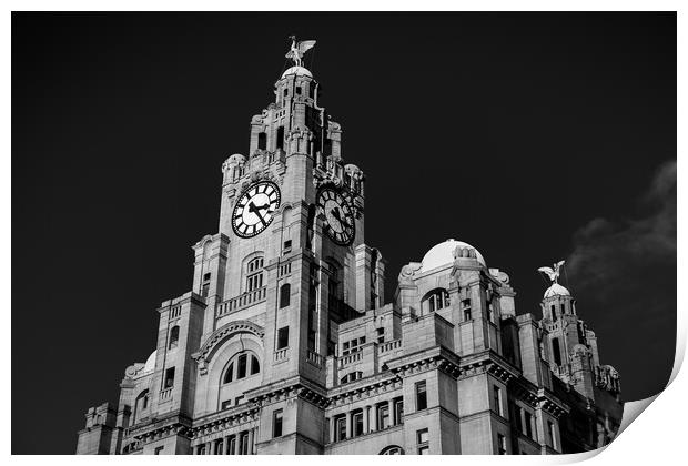 Royal Liver Building in monochrome Print by Jason Wells
