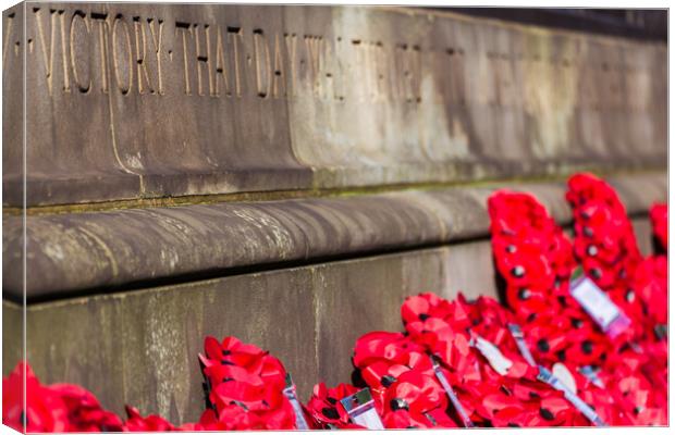 Poppy wreathes at Liverpool cenotaph Canvas Print by Jason Wells