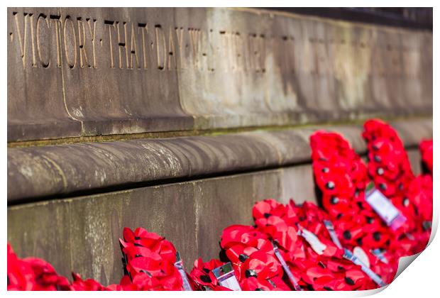 Poppy wreathes at Liverpool cenotaph Print by Jason Wells
