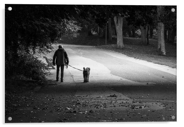 Walking the dog Acrylic by Jason Wells