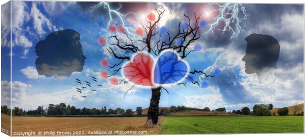 The Love Heart Tree - Panorama Canvas Print by Philip Brown