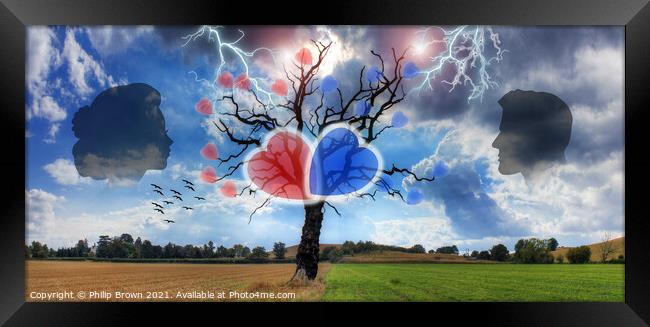 The Love Heart Tree - Panorama Framed Print by Philip Brown