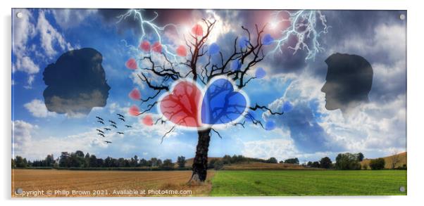 The Love Heart Tree - Panorama Acrylic by Philip Brown