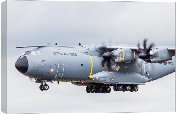 A400M Atlas fills the frame as it comes into land Canvas Print by Jason Wells