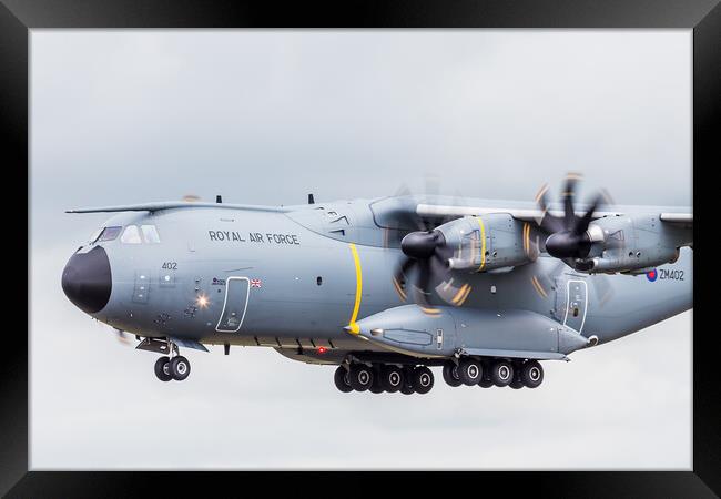 A400M Atlas fills the frame as it comes into land Framed Print by Jason Wells