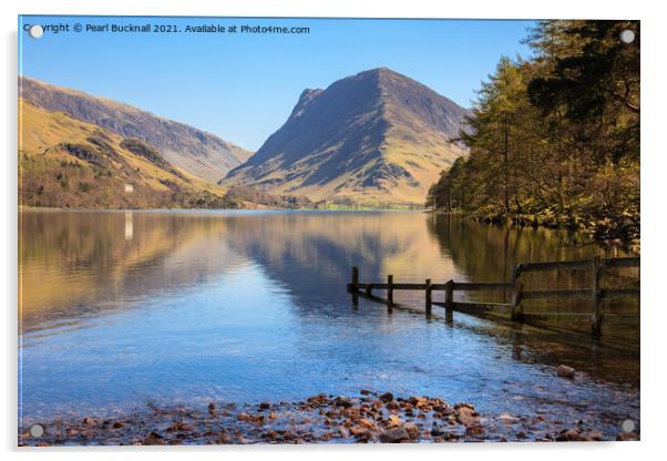 Fleetwith Pike Reflections in Buttermere Lake Dist Acrylic by Pearl Bucknall