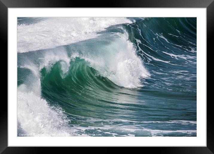 Waves Breaking Framed Mounted Print by Lesley Pegrum